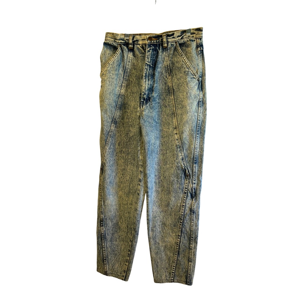 Vintage 80s Honors Jrs Acid Wash Denim Jeans High Waist Tapered Blue Size 13